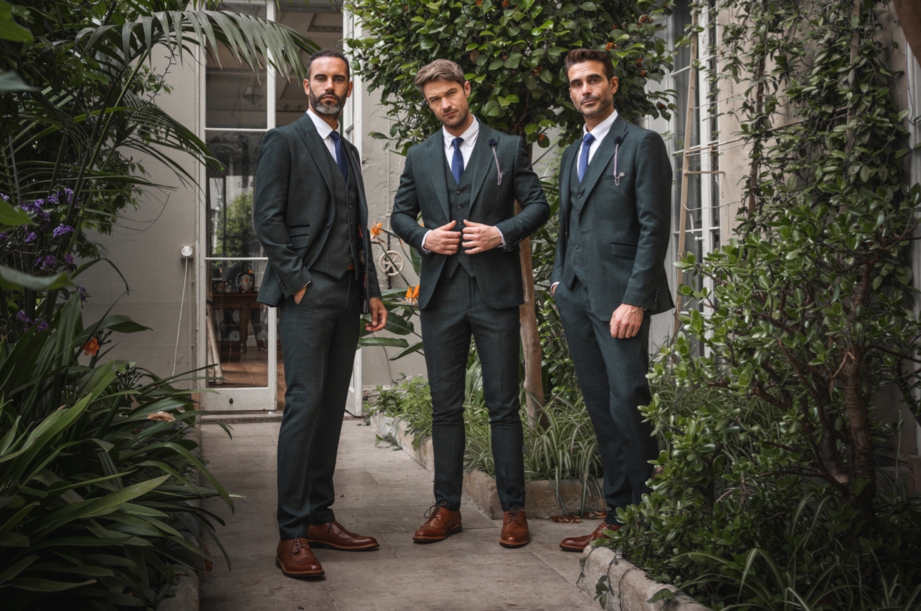Male models wearing Cavani suits