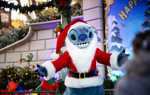 stitch character dressed up as santa