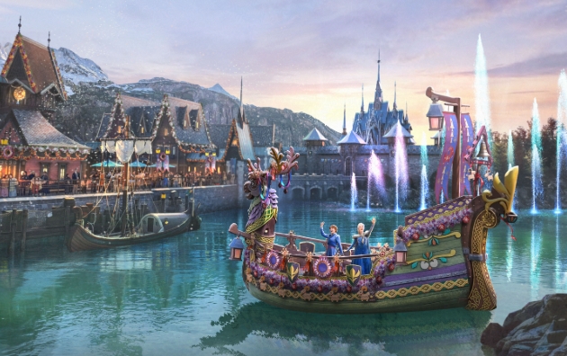 Disney Enchanted Christmas with ana and elsa on boat