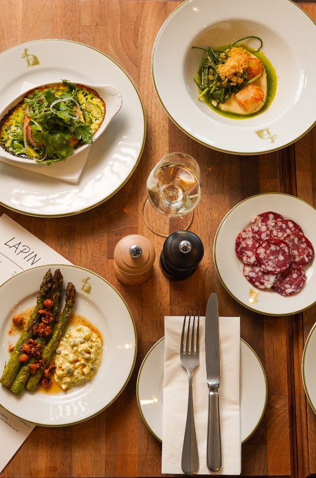 Spread of dishes at Lapin